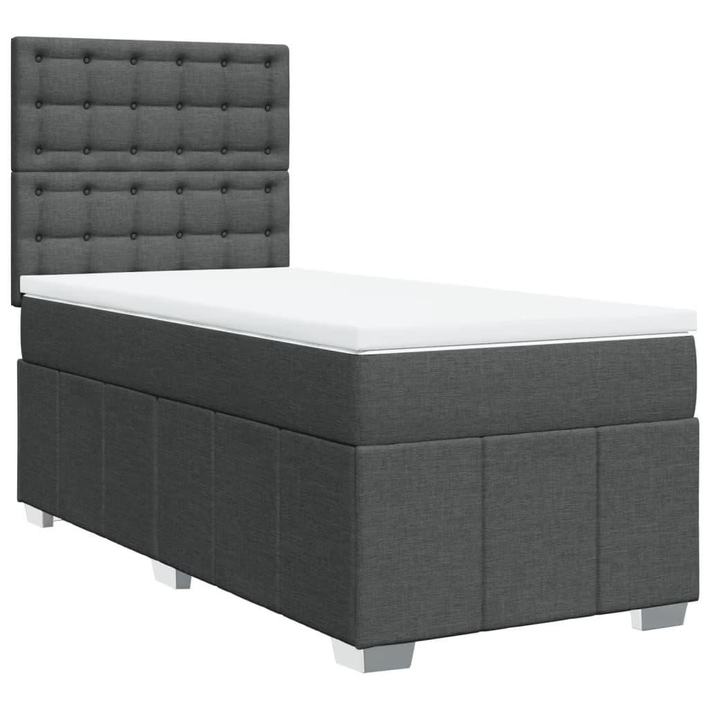 Boxspring met matras stof donkergrijs 90x200 cm