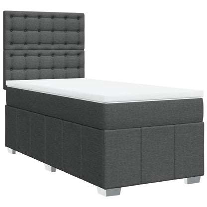 Boxspring met matras stof donkergrijs 90x200 cm