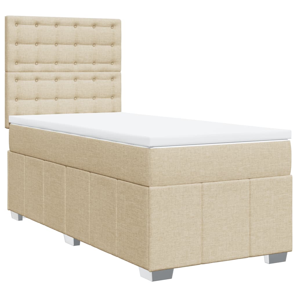 Boxspring met matras stof crèmekleurig 90x200 cm