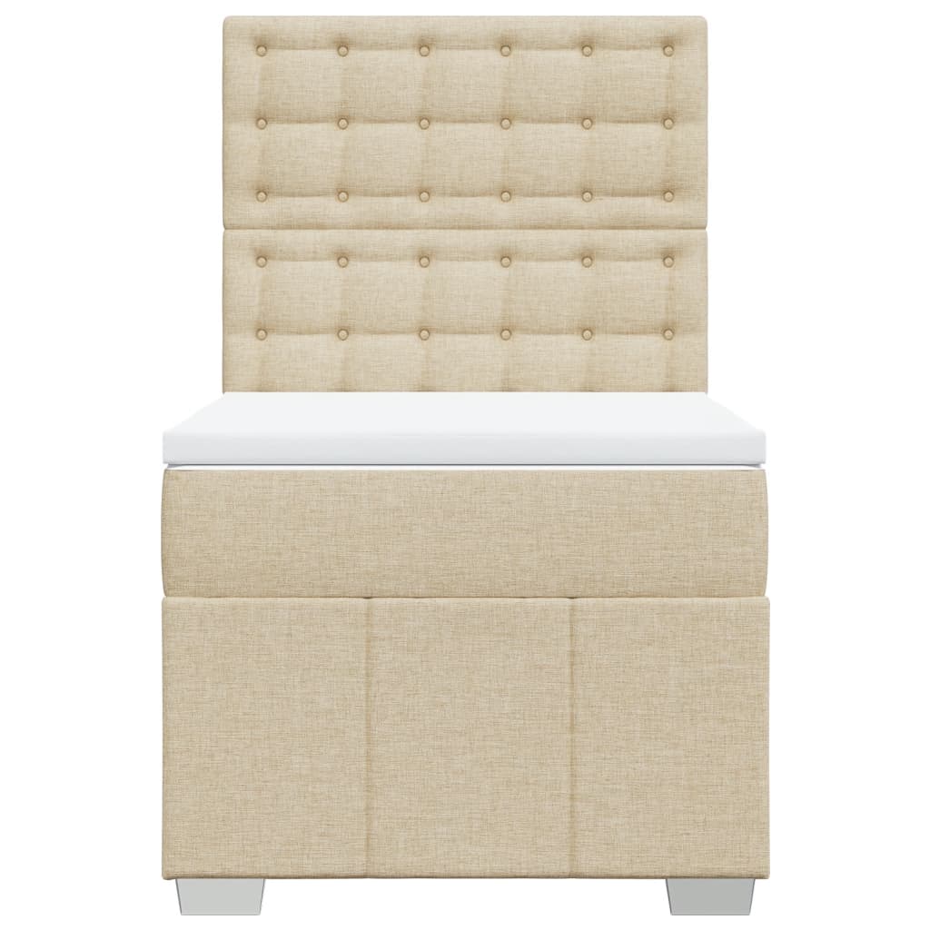 Boxspring met matras stof crèmekleurig 90x200 cm