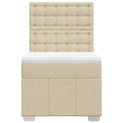 Boxspring met matras stof crèmekleurig 90x200 cm