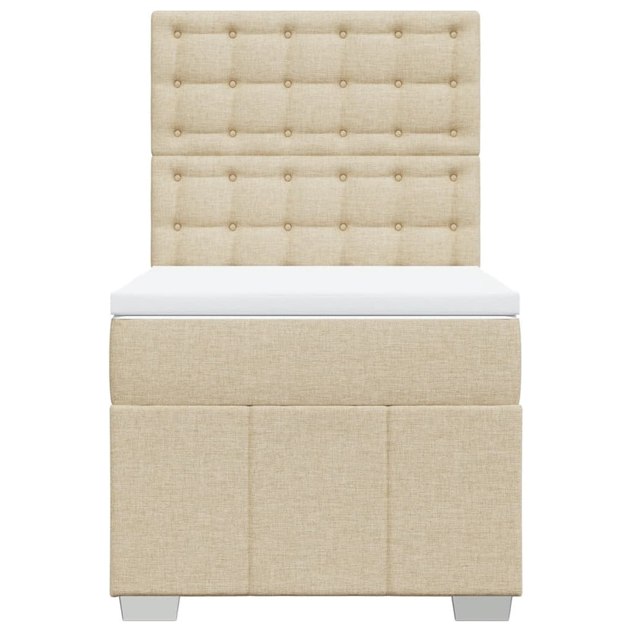 Boxspring met matras stof crèmekleurig 90x200 cm