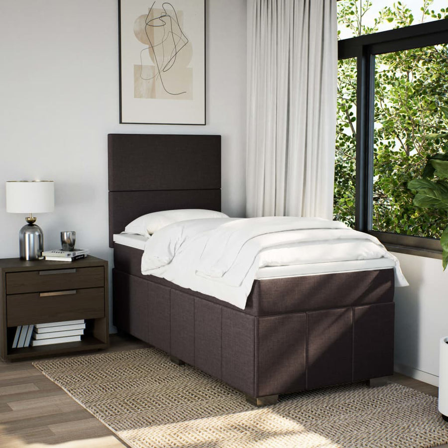 Boxspring met matras stof donkerbruin 100x200 cm