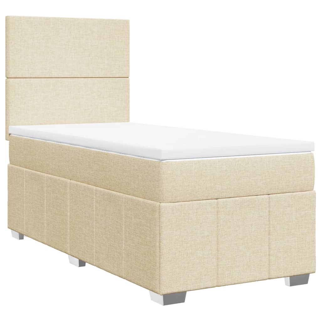 Boxspring met matras stof crèmekleurig 100x200 cm