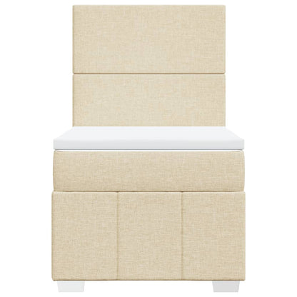 Boxspring met matras stof crèmekleurig 100x200 cm