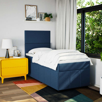 Boxspring met matras stof blauw 100x200 cm