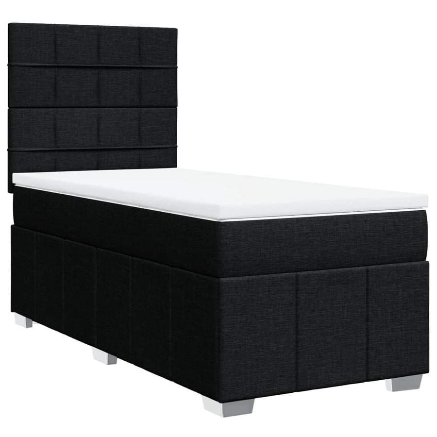 Boxspring met matras stof zwart 100x200 cm