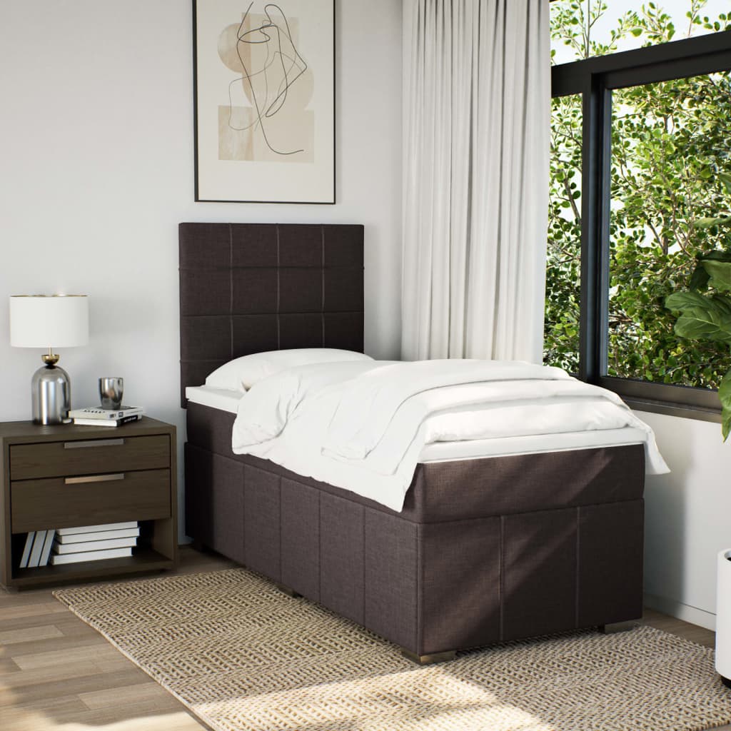 Boxspring met matras stof donkerbruin 100x200 cm