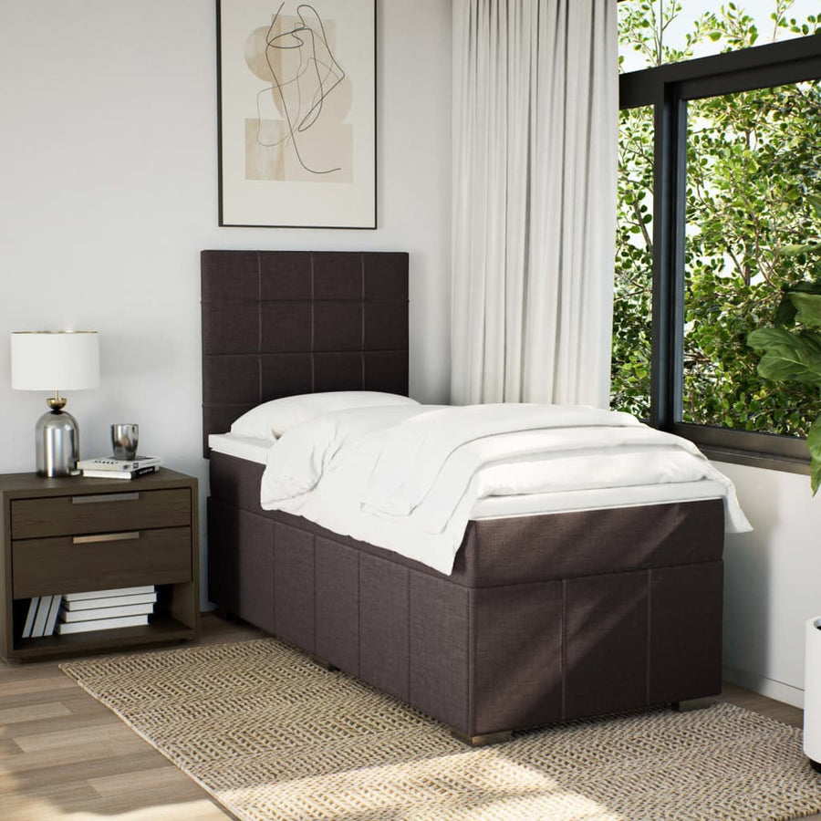 Boxspring met matras stof donkerbruin 100x200 cm