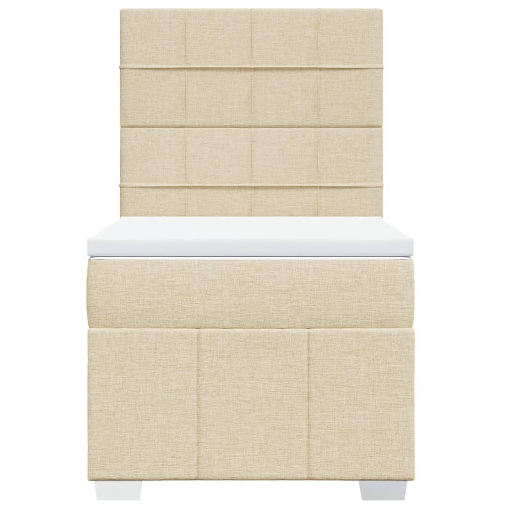 Boxspring met matras stof crèmekleurig 100x200 cm