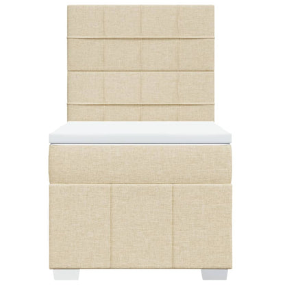 Boxspring met matras stof crèmekleurig 100x200 cm