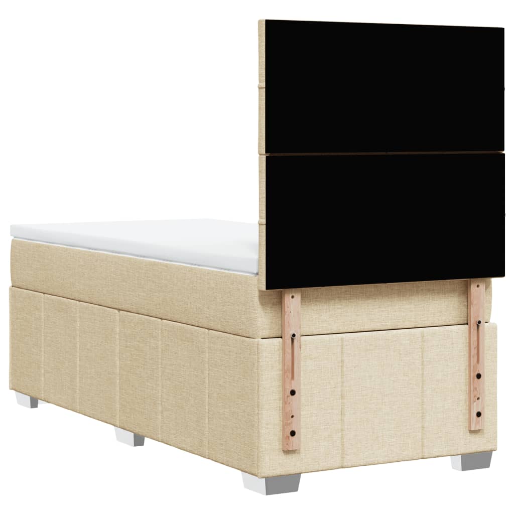 Boxspring met matras stof crèmekleurig 100x200 cm