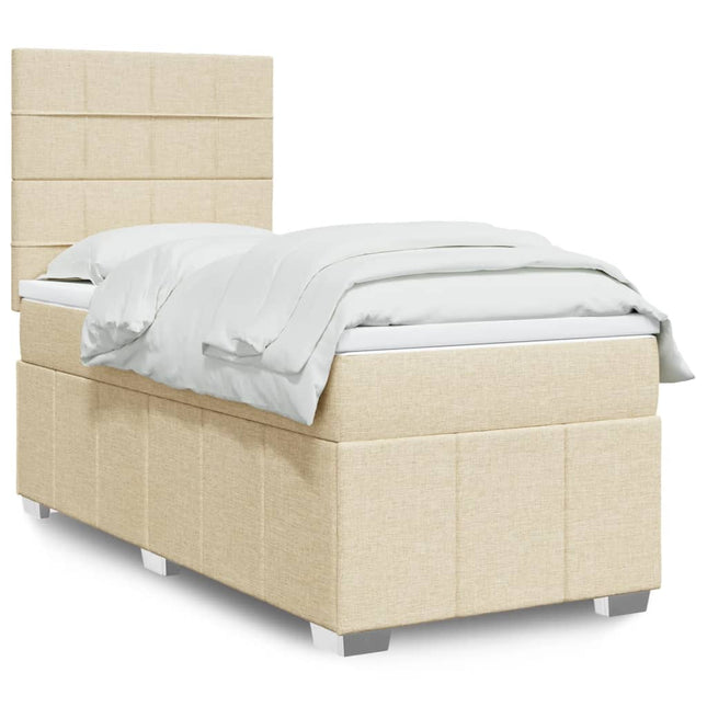 Boxspring met matras stof crèmekleurig 100x200 cm