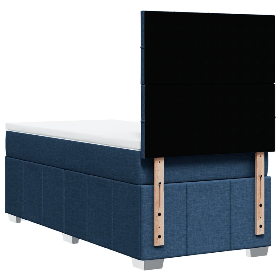 Boxspring met matras stof blauw 100x200 cm