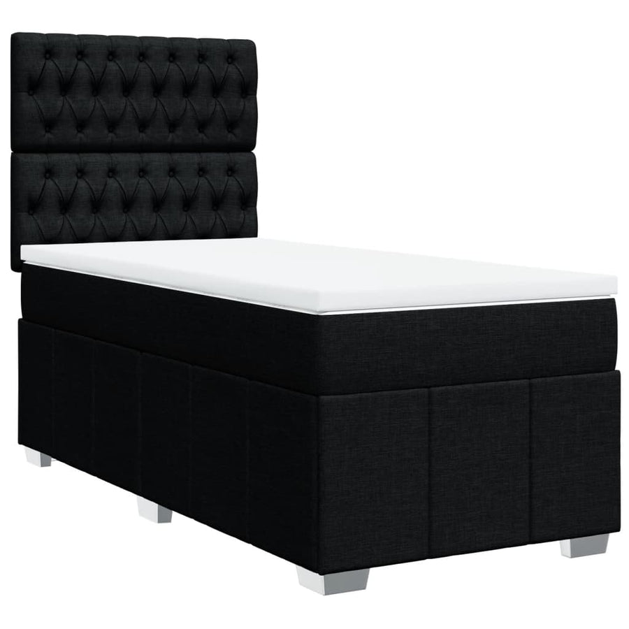 Boxspring met matras stof zwart 100x200 cm