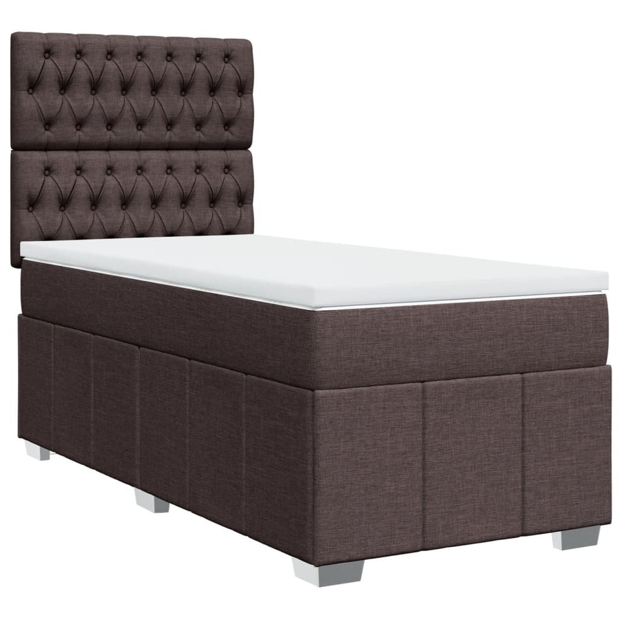 Boxspring met matras stof donkerbruin 100x200 cm
