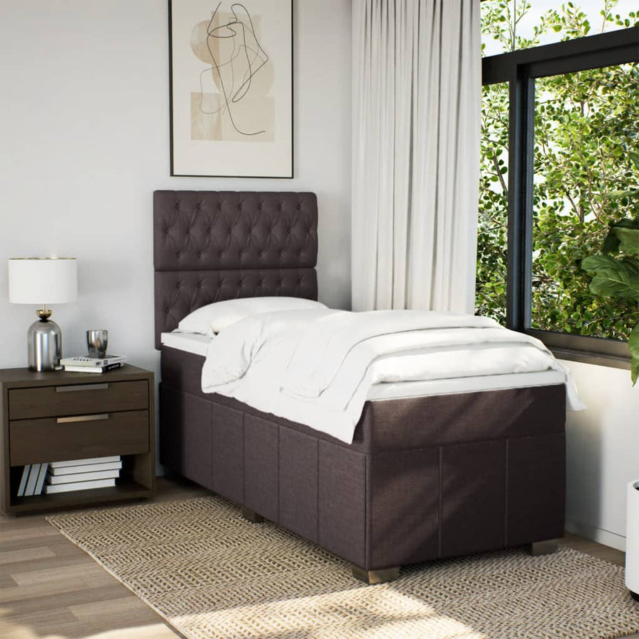 Boxspring met matras stof donkerbruin 100x200 cm