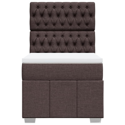 Boxspring met matras stof donkerbruin 100x200 cm