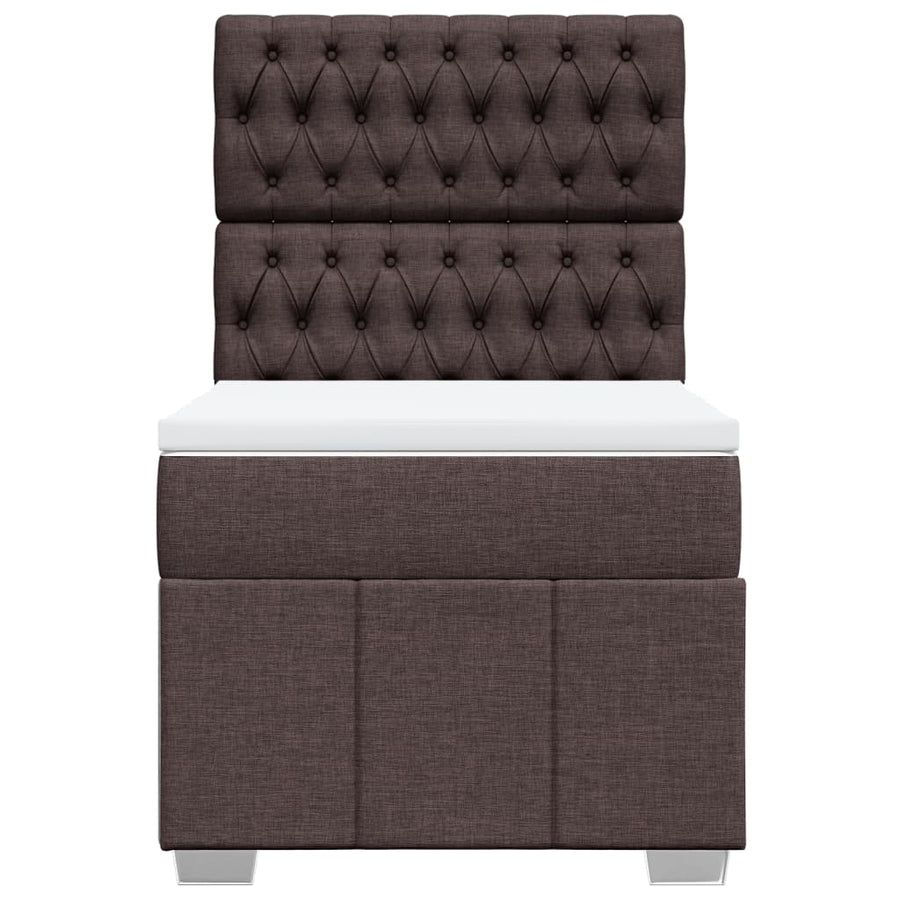 Boxspring met matras stof donkerbruin 100x200 cm