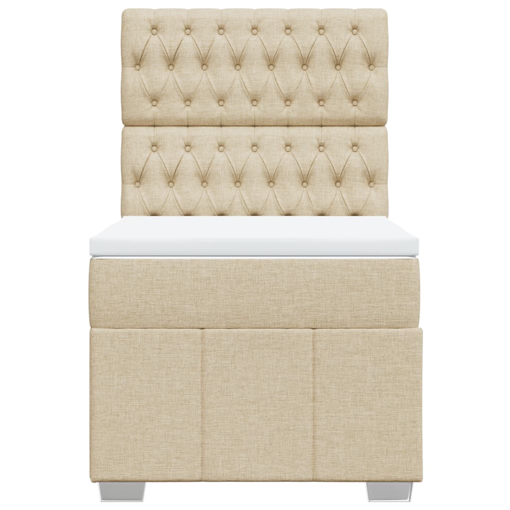 Boxspring met matras stof crèmekleurig 100x200 cm