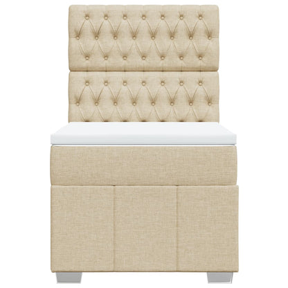 Boxspring met matras stof crèmekleurig 100x200 cm