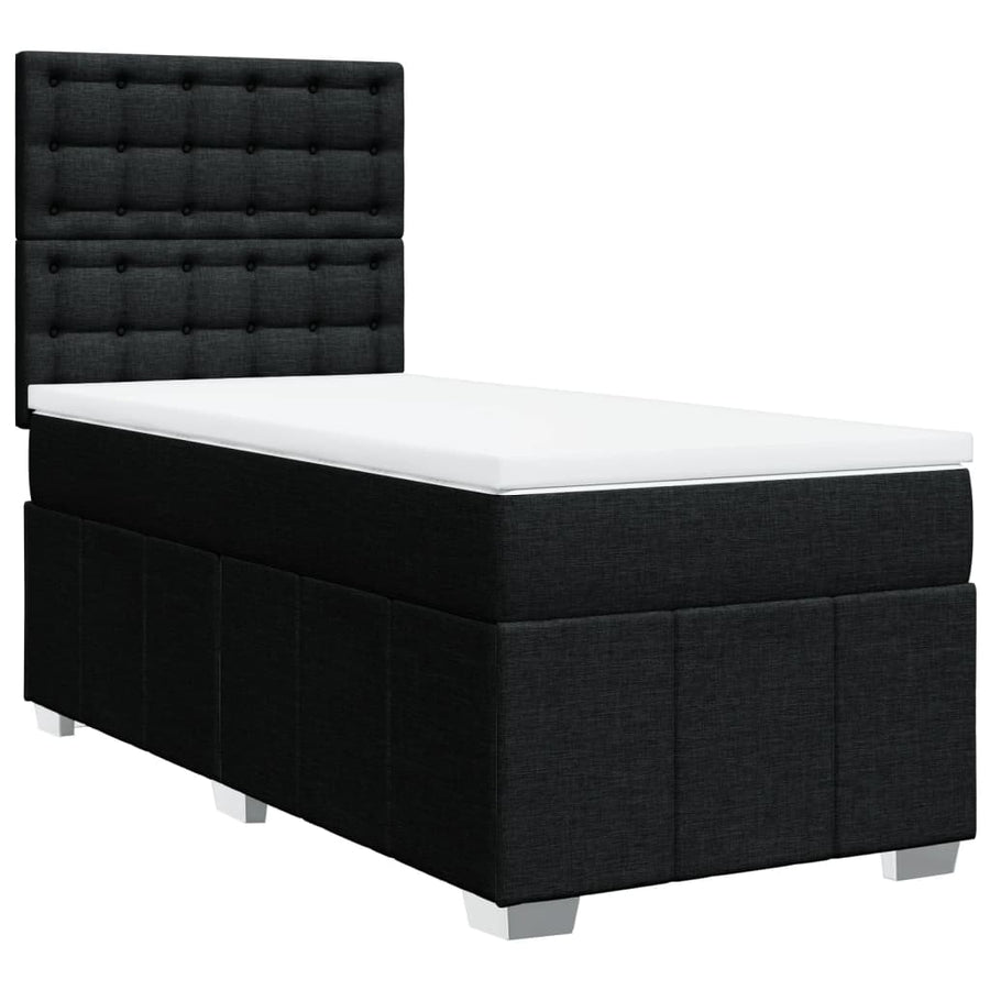 Boxspring met matras stof zwart 100x200 cm