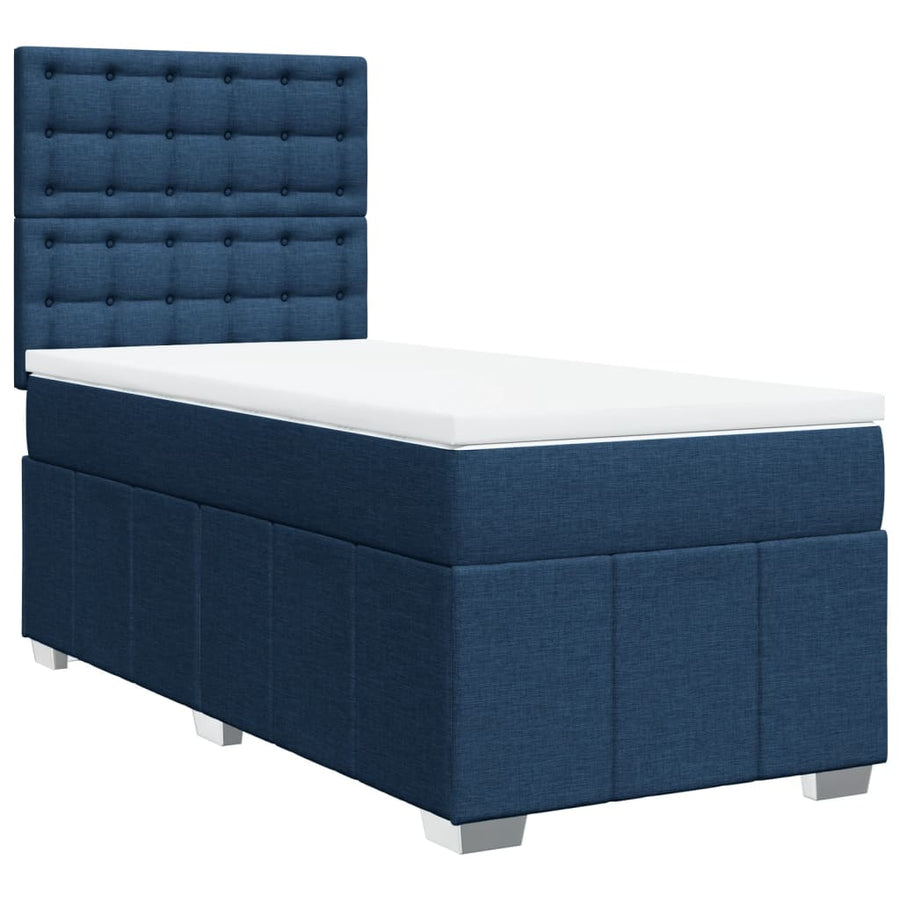Boxspring met matras stof blauw 100x200 cm