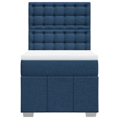 Boxspring met matras stof blauw 100x200 cm