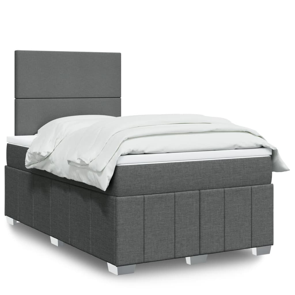 Boxspring met matras stof donkergrijs 120x190 cm