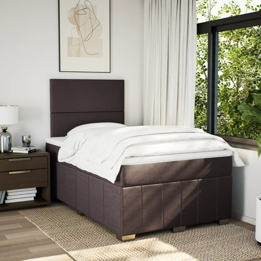 Boxspring met matras stof donkerbruin 120x190 cm