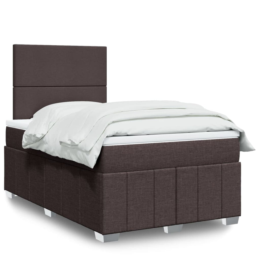 Boxspring met matras stof donkerbruin 120x190 cm