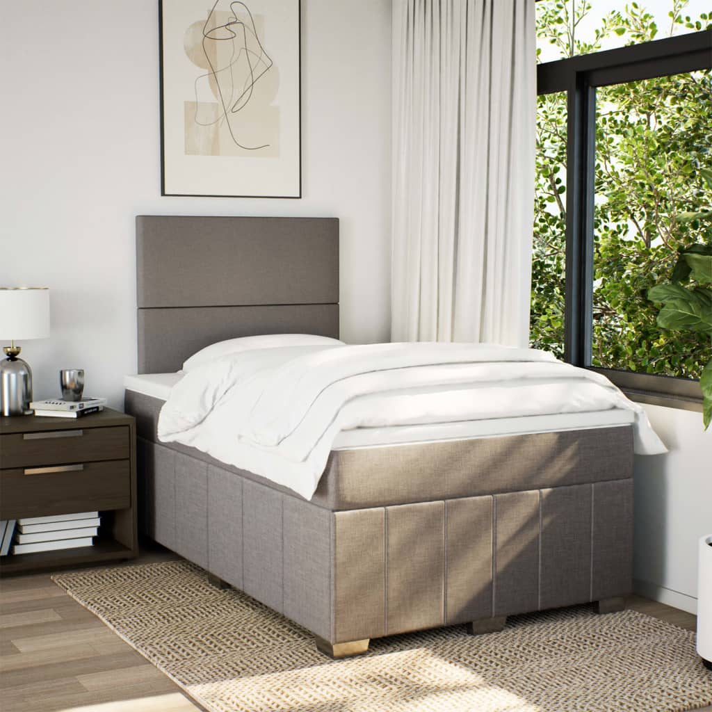 Boxspring met matras stof taupe 120x190 cm