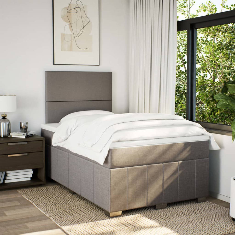 Boxspring met matras stof taupe 120x190 cm
