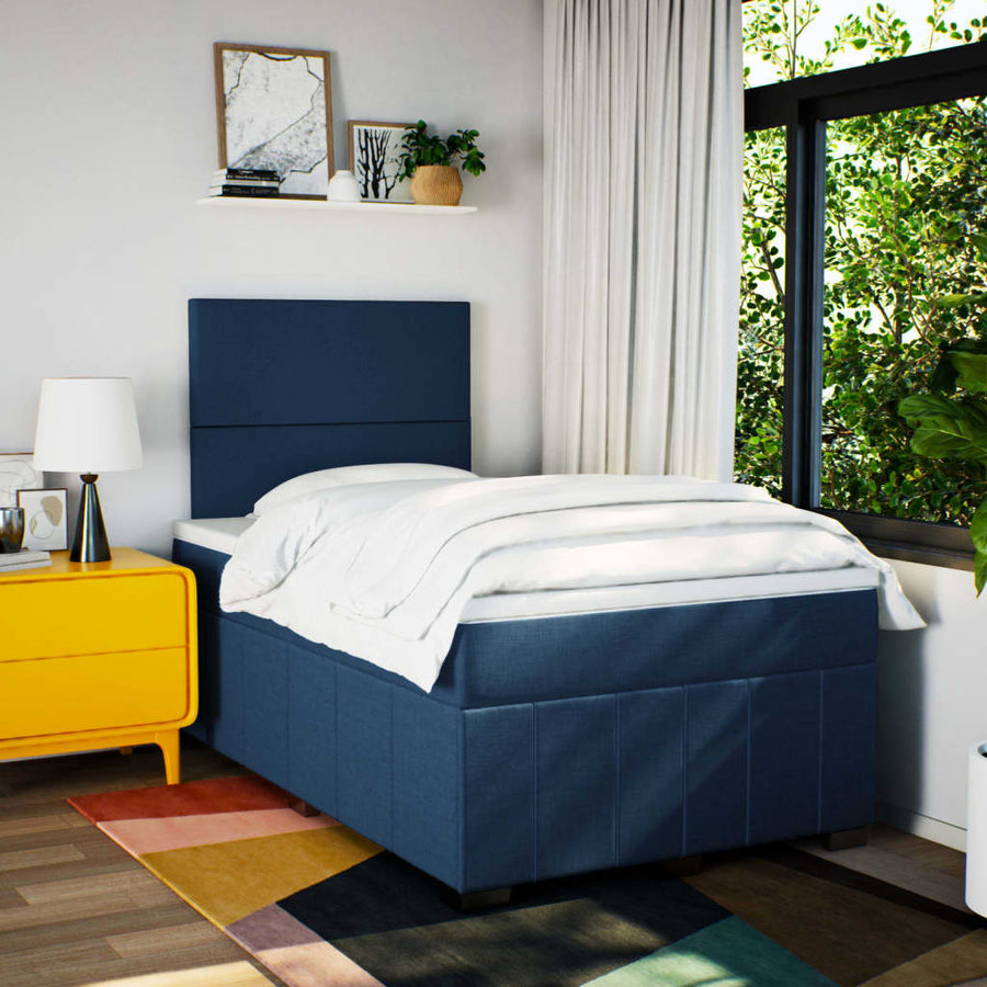Boxspring Met Matras Stof 120 x 190 cm Blauw