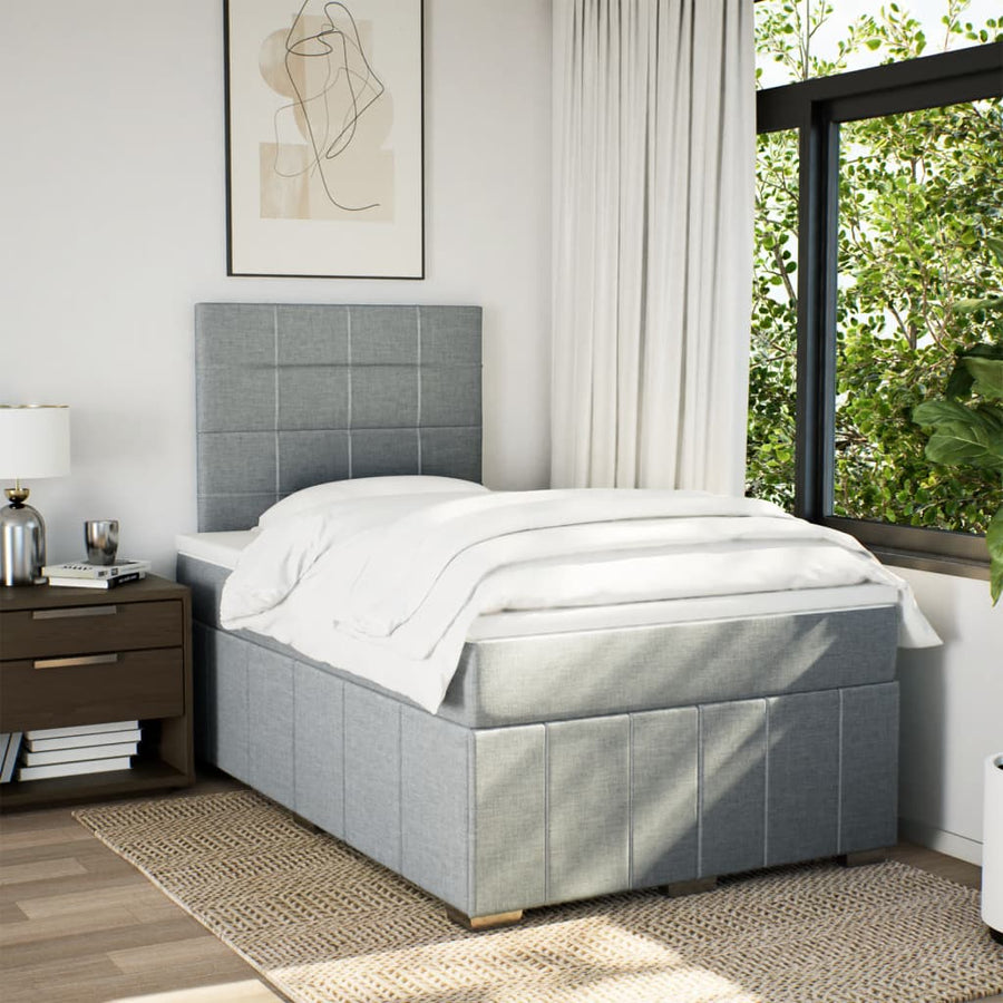 Boxspring met matras stof lichtgrijs 120x190 cm