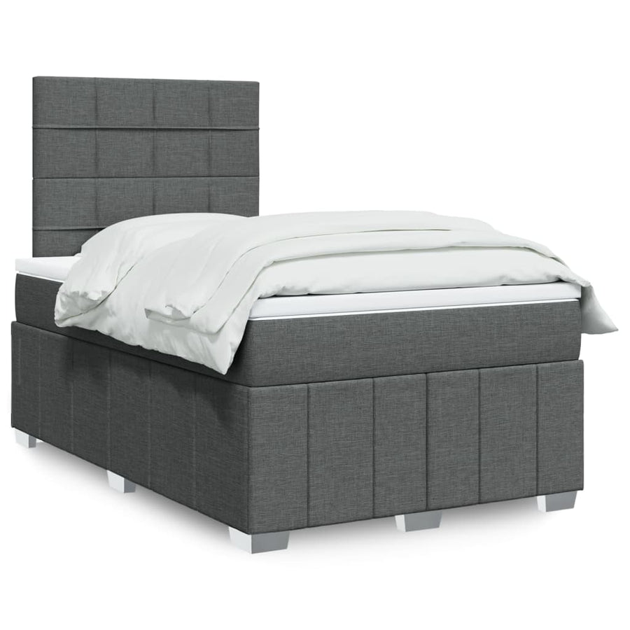 Boxspring met matras stof donkergrijs 120x190 cm