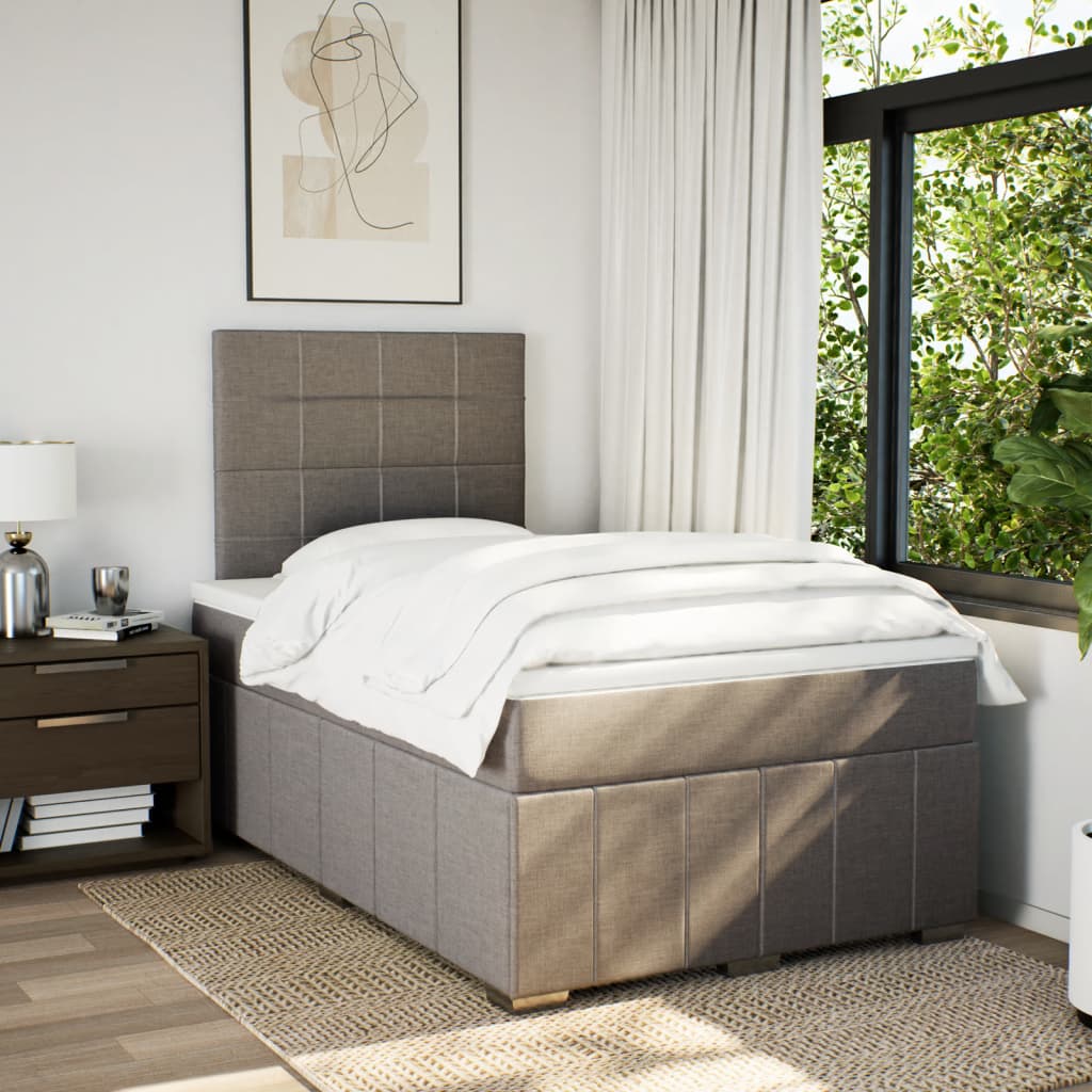 Boxspring met matras stof taupe 120x190 cm