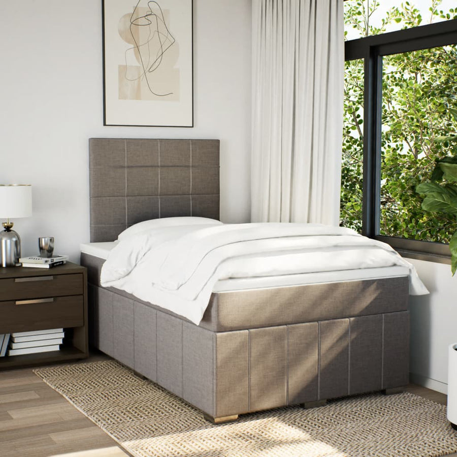 Boxspring met matras stof taupe 120x190 cm