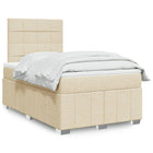 Boxspring met matras stof crèmekleurig 120x190 cm