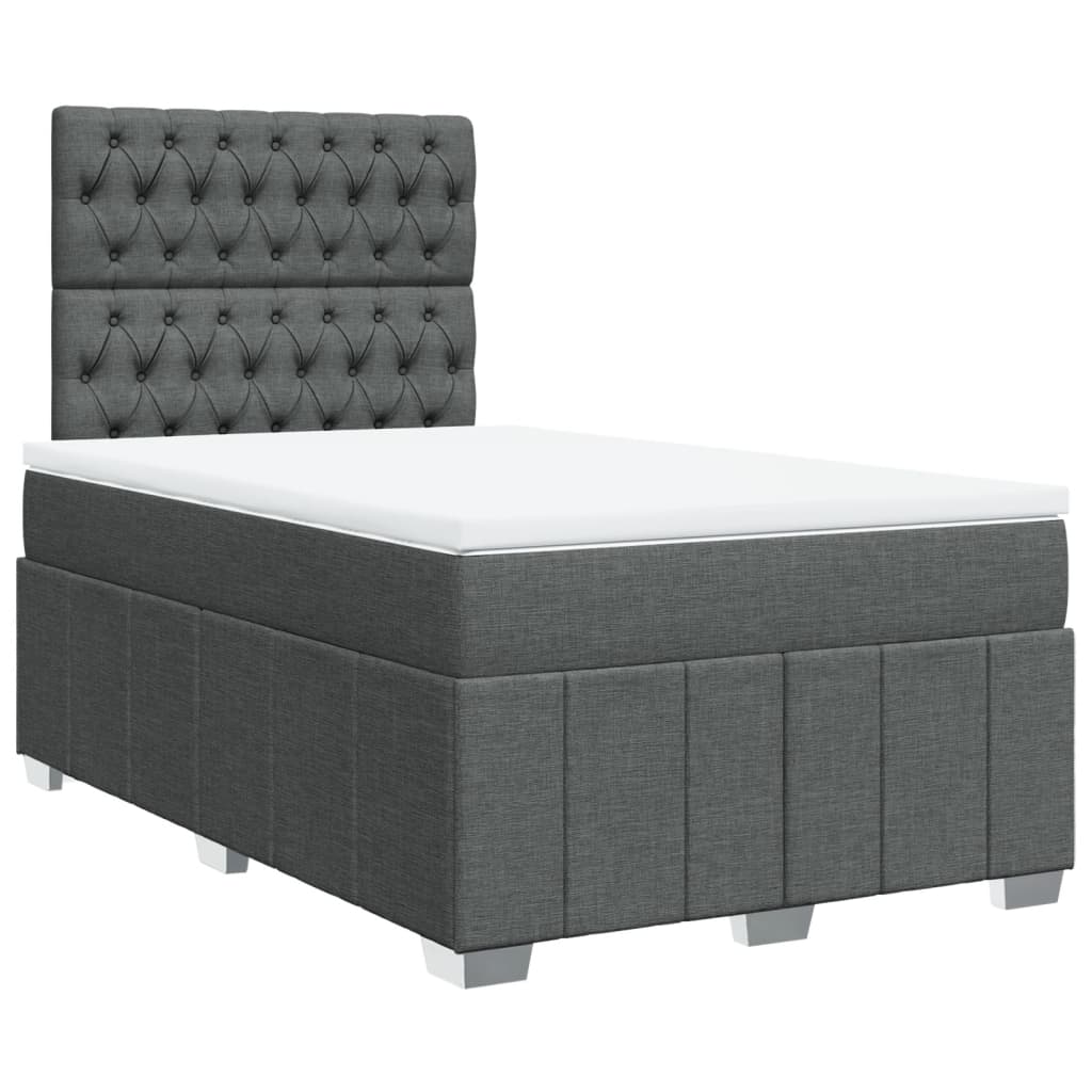 Boxspring met matras stof donkergrijs 120x190 cm