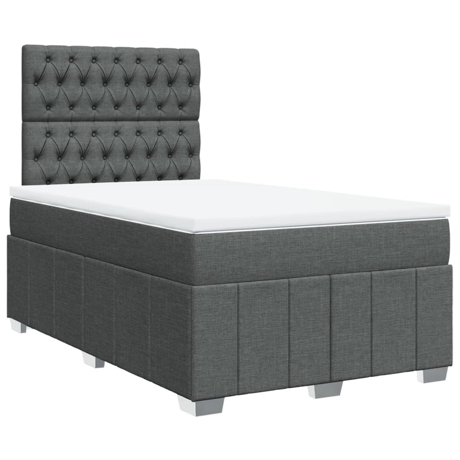 Boxspring met matras stof donkergrijs 120x190 cm