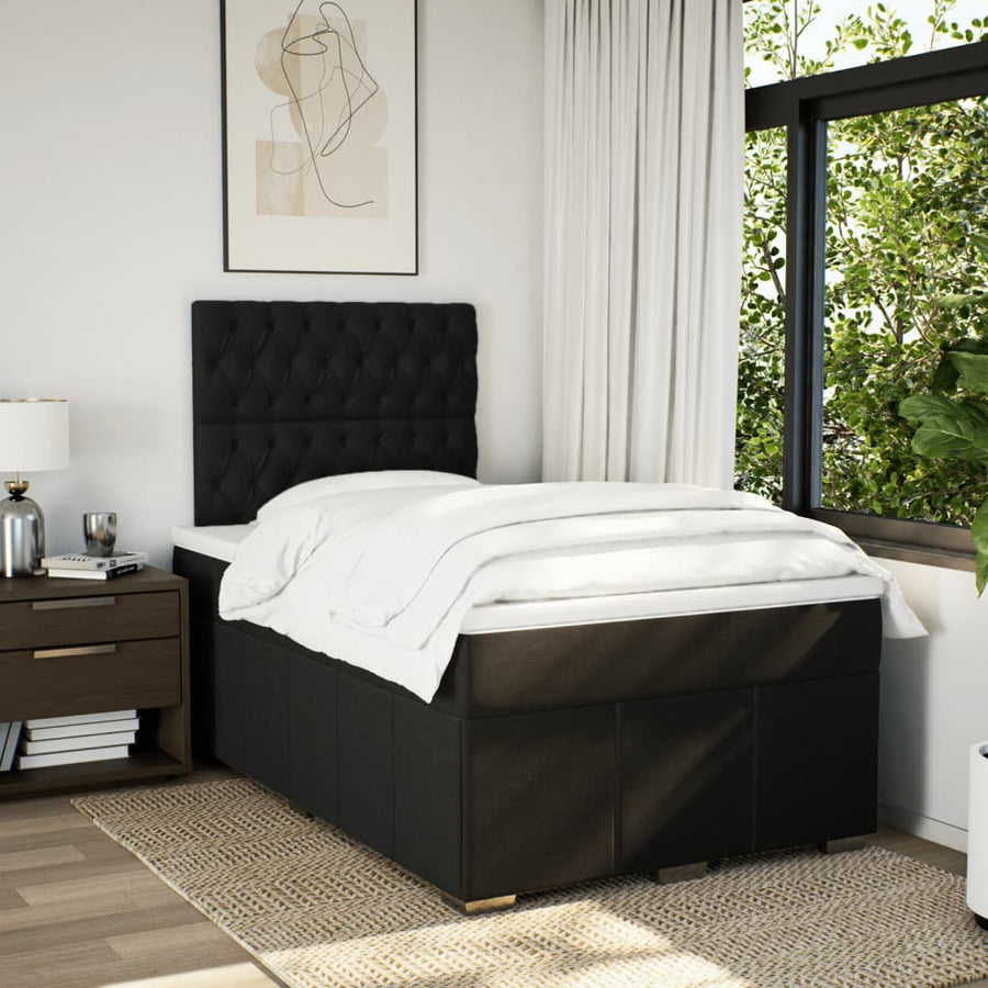 Boxspring met matras stof zwart 120x190 cm