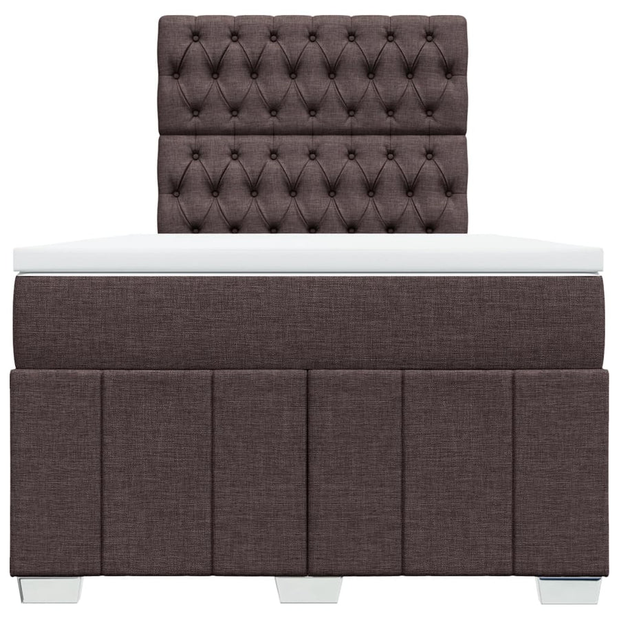 Boxspring met matras stof donkerbruin 120x190 cm