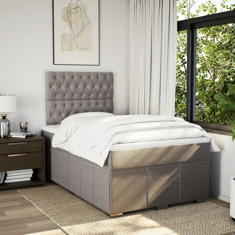 Boxspring met matras stof taupe 120x190 cm