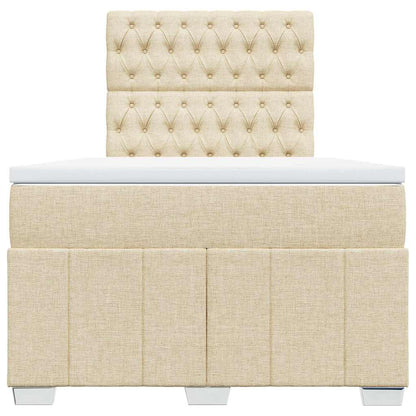 Boxspring met matras stof crèmekleurig 120x190 cm