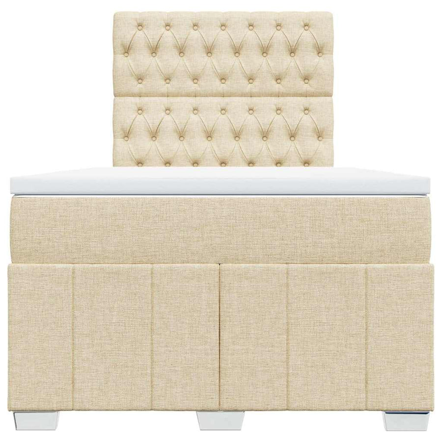 Boxspring met matras stof crèmekleurig 120x190 cm
