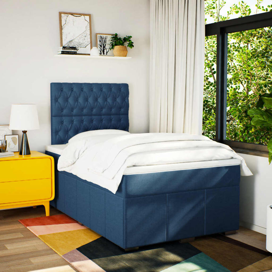 Boxspring Met Matras Stof 120 x 190 cm Blauw