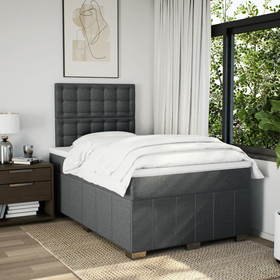 Boxspring met matras stof donkergrijs 120x190 cm