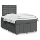 Box spring with mattress fabric dark grey 120x190 cm
