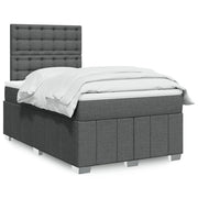 Box spring with mattress fabric dark grey 120x190 cm
